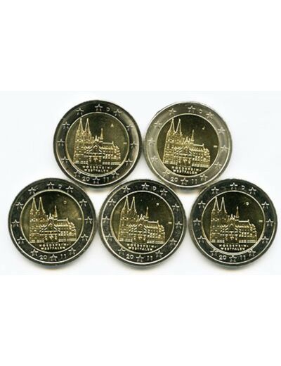 Allemagne 2011 2 EURO WESTFALEN SERIE 5 ateliers A.D.F.G.J. Etat SUP