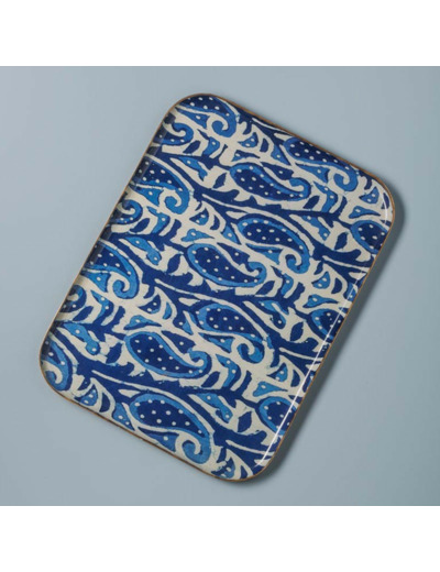 Plateau Bangalore fer bleu 30x40cm