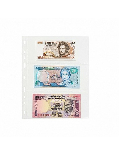 50 POCHETTES PLASTIQUES OPTIMA EASY 3 BANDES TRANSPARENTES