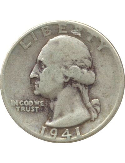 AMERIQUE ( U.S.A ) QUARTER DOLLAR (1/4 DOLLAR) 1941 WASHINGTON QUARTER TB+