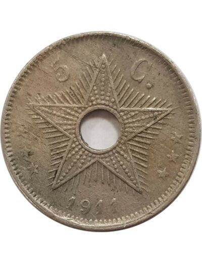 CONGO BELGE 5 CENTIMES 1911 TTB