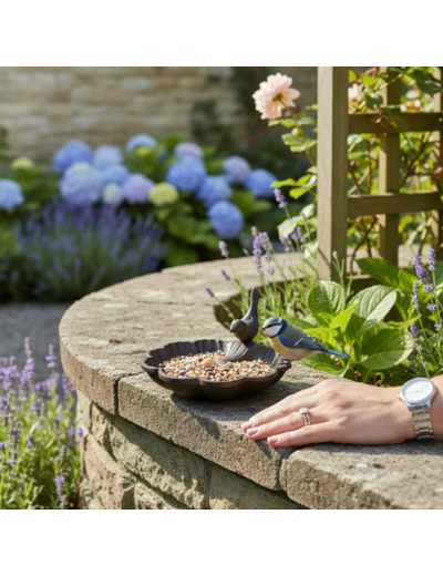 Mangeoire oiseaux fonte 12x18x16cm