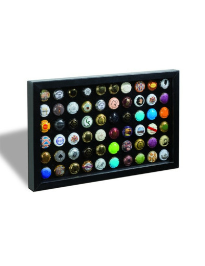 Vitrine FINESTRA pour 60 plaques de muselet champagne ou capsules de bière noire