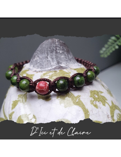 Bracelet Shamballa 8 perles de jaspe vert et 1 jaspe impérial