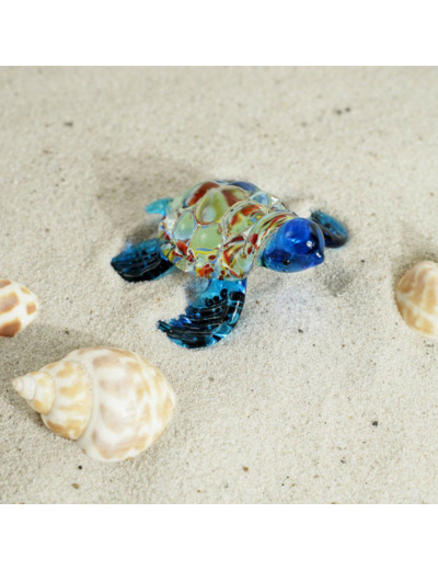Figurine Miniature Tortue Verre Bleu 7x6x3cm