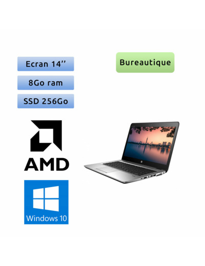 HP EliteBook 745 G3 - Windows 10 - A10-8700B 8Go 256Go SSD - 14 - Webcam - Ordinateur Portable PC