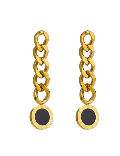 Boucles Pendantes Or Chiffre Romain et Nacre Noire