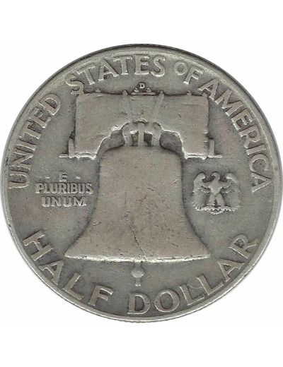 AMERIQUE (U.S.A) HALF DOLLAR FRANKLIN (1/2 DOLLAR) 1950 D TB+