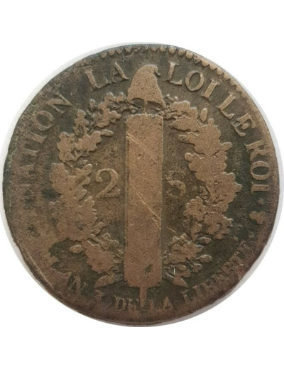 FRANCE LOUIS XVI 2 SOLS FRANÇOIS 1791 A (Paris) 21gr72 TB-