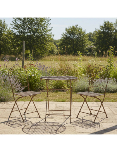 Ensemble table et 2 chaises pliantes fer 36x50x90cm