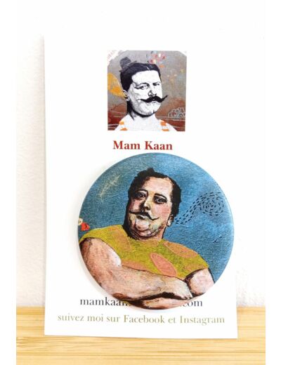 Acrylique sur sous-bock en bois légère de Mam Kaan - petites series /  lune rousse