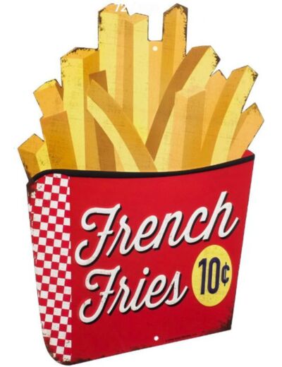Plaque métal French Fries - 22 x 31 cm