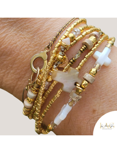 BRACELET MULTIRANGS FLORES