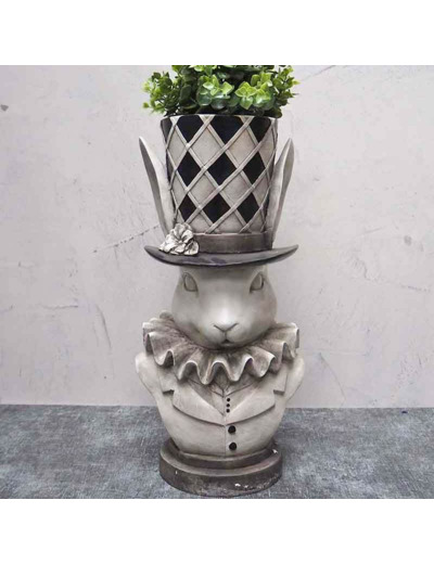 Jardinière buste lapin résine 22x21x46cm