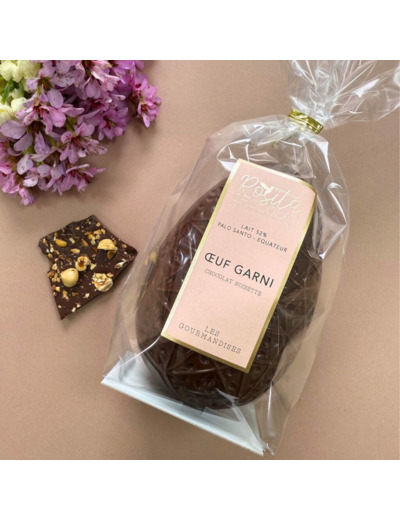 Œuf de Pâques garni – Lait Sao Tomé 52% et noisettes