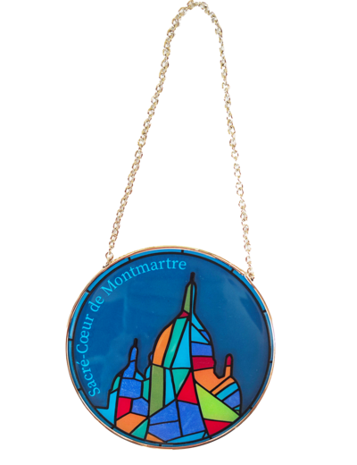 Vitrail Mural en verre D114mm, avec ventouse - BASILIQUE SACRE COEUR