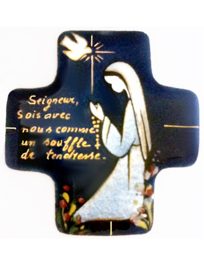 Communiante agenouillée bleu 7,7X8cm - EMAUX DU LIBAN