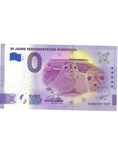 ALLEMAGNE 2021-2 50 JAHRE SEEHUNDSTATION NORDDEICH BILLET SOUVENIR 0 EURO