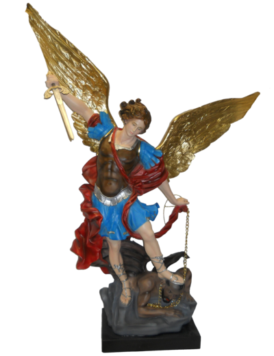 St Michel 100cm résine polychrome PEINTE MAIN
