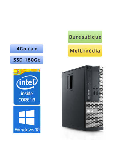 Dell Optiplex 390 SFF - Windows 10 - i3 4Go 180Go SSD - Ordinateur Tour Bureautique PC