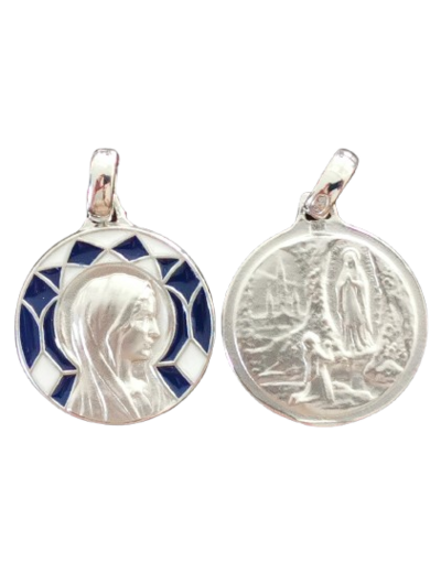 Médaille 18mm en Argent 925 - VIERGE IMMACULEE/LOURDES