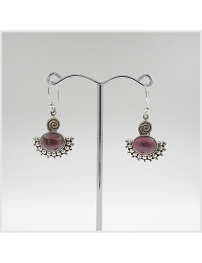 Boucles d'oreilles Grenat et Argent Massif