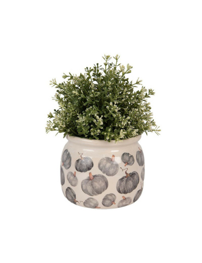 Pot de Fleurs céramique Citrouille gris 16x13cm