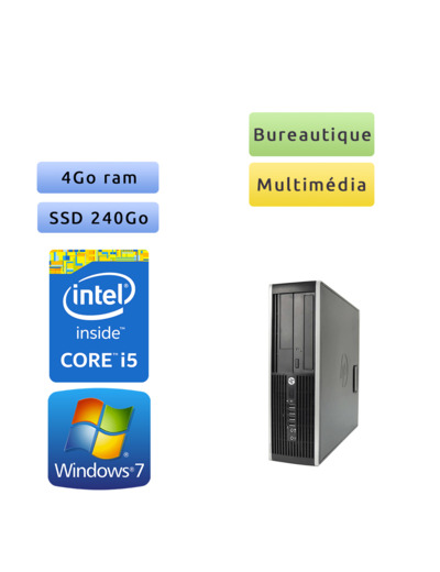 HP 8200 Elite SFF - Windows 7 - i5 4Go 240Go SSD - Port série - PC Tour Bureautique Ordinateur