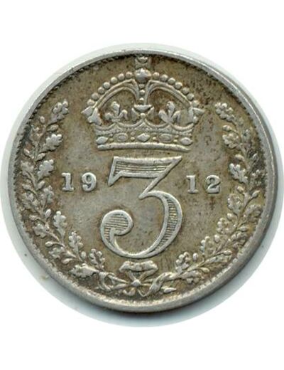 GRANDE BRETAGNE 3 PENCE 1912 GEORGES V TTB (W813)