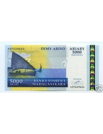 MADAGASCAR 5000 ARIARY/25000 FRANCS 2003 NEUF