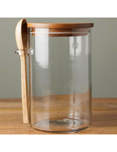 Bocal hermétique cuillère bois 20x14cm
