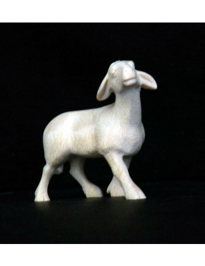 Mouton debout tête dressée 9cm bois naturel