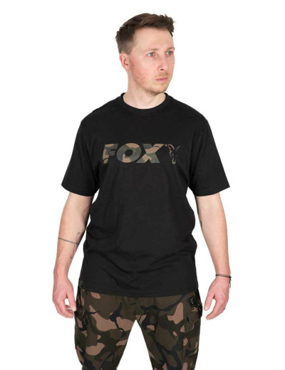 tee shirt Black camo logo T fox