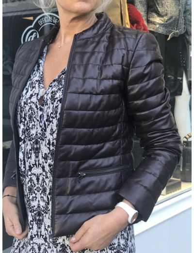 AF2018705 Veste femme cuir agneau prune