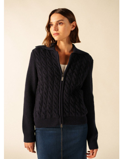 Gilet zippé Tramore en laine et coton