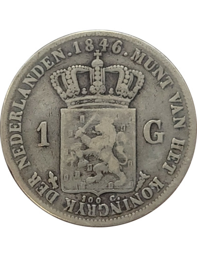 PAYS-BAS 1 GULDEN 1846 LYS TB- (Ag945)