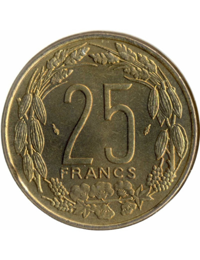 BANQUE DES ETATS DE L'AFRIQUE CENTRALE B.E.A.C 25 FRANCS 1975 SUP