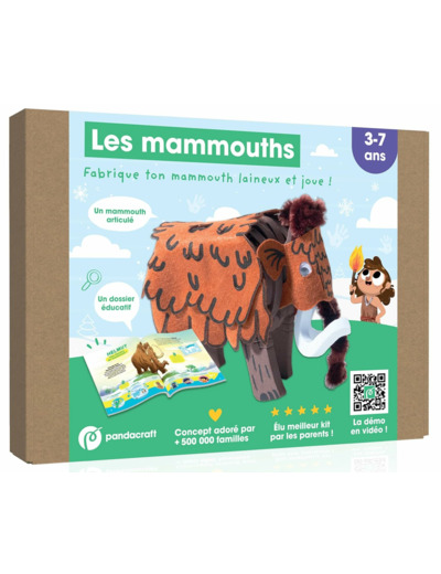 LES MAMMOUTHS - KIT PANDACRAFT 3-7 ANS - CREE TON MAMMOUTH LAINEUX ET JOUE !