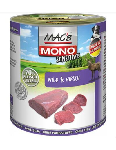 MAC'S Mono Sensitive pour chien, Cerf - 800g