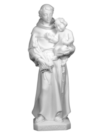 St Antoine - Statue en albâtre 20cm -Blanc