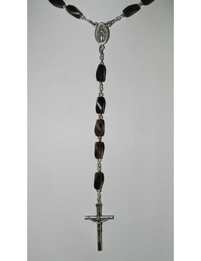Chapelet en Hématite sur chaine argentée + boite