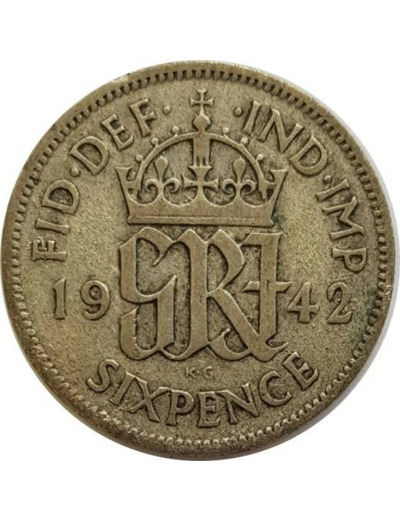 GRANDE BRETAGNE 6 PENCE 1942 GEORGES VI TTB