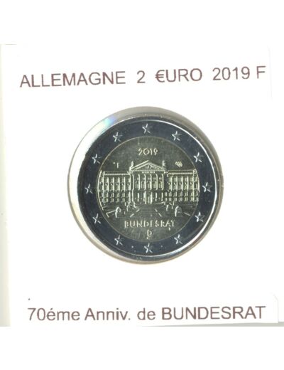 ALLEMAGNE 2019 F 2 EURO COMMEMORATIVE 70 eme ANNIVERSAIRE DE BUNDESRAT SUP