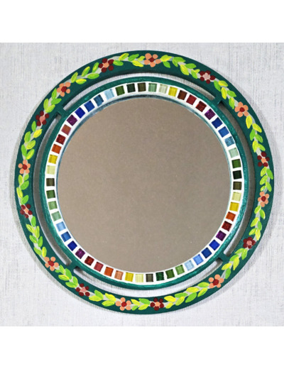 MON BEAU MIROIR – Bois, mosaïque & peinture (Ø 30 cm)