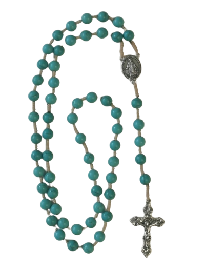Chapelet sur Corde 8mm en pierre véritable- Turquoise