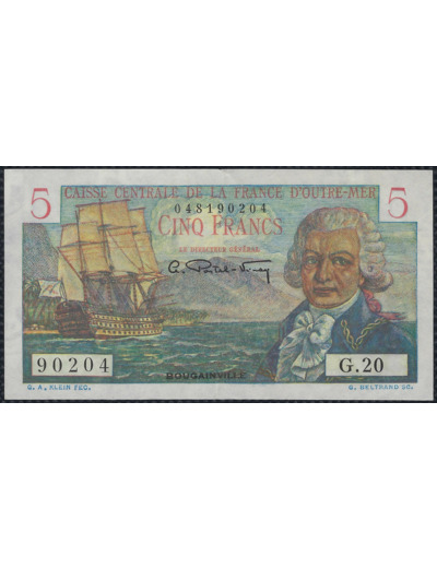 CAISSE CENTRALE DE LA FRANCE D'OUTRE-MER 5 FRANCS BOUGAINVILLE 1947 G.20 SUP+