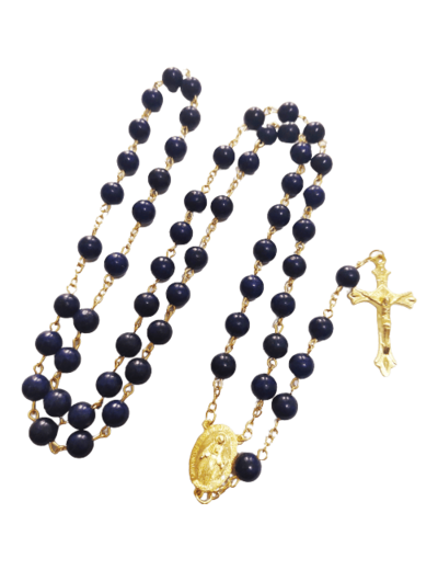 Chapelet pierre 8mm chaine dorée- LAPIS LAZULI + boite