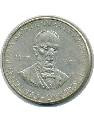 PORTUGAL 5 ESCUDOS ALEXANDRO HERCULANO 1977 SUP (W606)