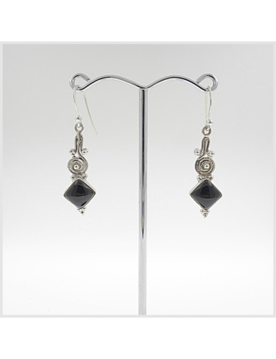 Boucles d'oreilles Onyx et Argent Massif