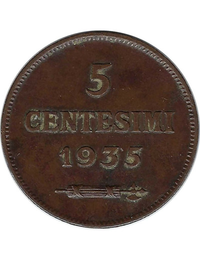 SAINT MARIN 5 CENTISIMI 1935 TTB+